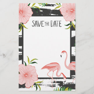 Papeterie Flamant rose Rose Tropical Enregistrer La Date