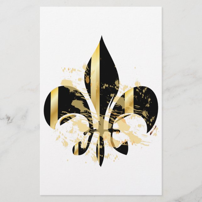 Papeterie Fleur de Lis noir et or (Devant)