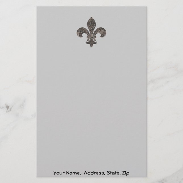 Papeterie Fleur De Lis Water Meter Lid, Nom adresse customi (Devant)