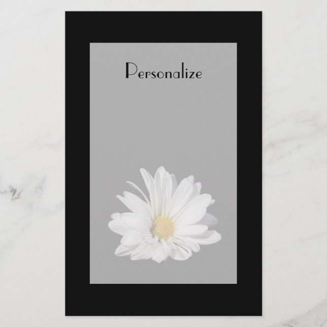 Papeterie Fleur élégante de marguerite blanche avec le nom (Devant)
