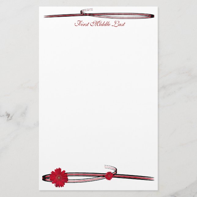 Papeterie Fleur rouge Gerber Daisy Photo Flourish (Devant)