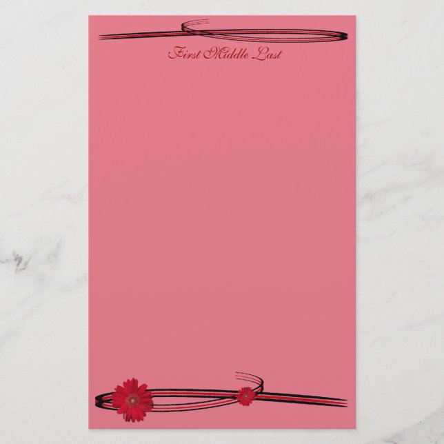 Papeterie Fleur rouge Gerber Daisy Photo Flourish Custom (Devant)