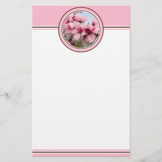 Papeterie fleurissante rose de branche - rose (Devant)