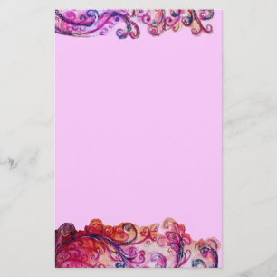 Papeterie FLEURS BLANCHES feutre violet rouge vif rose