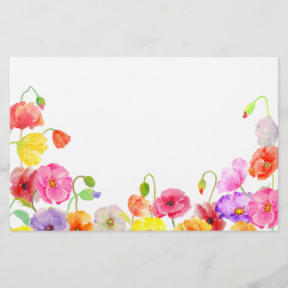 Papeterie Fleurs colorées de pavots d'aquarelle