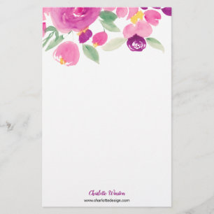 Papeterie Fleurs d'aquarelle florale souples et violettes mo