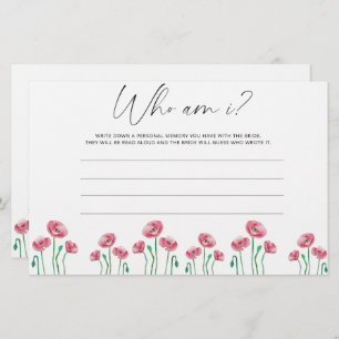 Papeterie Fleurs d'aquarelle Qui suis-je jeu de douche nupti
