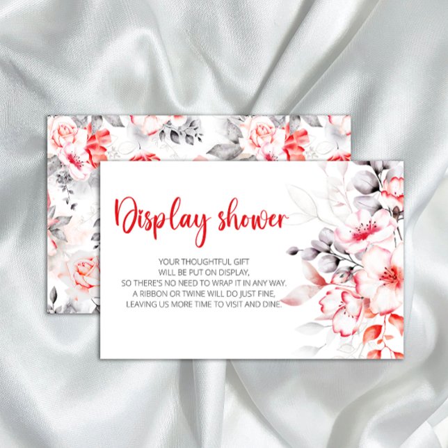 Papeterie Fleurs d'aquarelle rouge et gris Afficher douche (Créateur téléchargé)