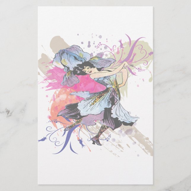 Papeterie Fleurs d'art Abstraites Iris Dancing Woman (Devant)
