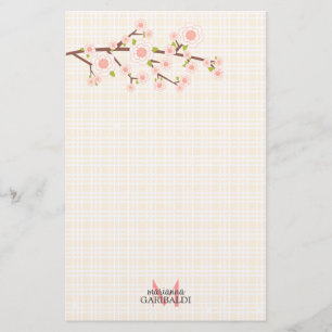 Papeterie Fleurs de cerisier roses Girly personnalisées