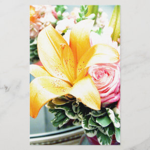 Papeterie fleurs de mariage rose orange étoile lis rose