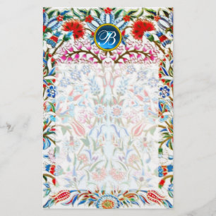 Papeterie FLEURS ORIENTALES DAMASK MONOGRAM Blue Sapphire