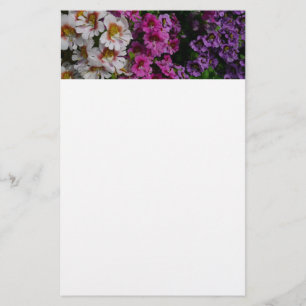 Papeterie Fleurs papillon rose blanc et violet