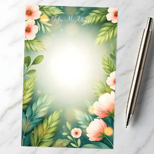 Papeterie Fleurs roses gracieuses avec une élégance feuillue