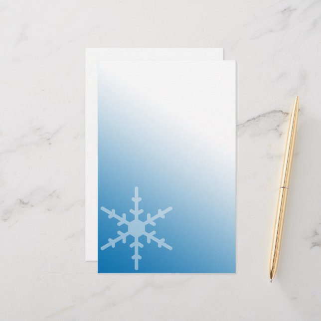 Papeterie Flocon de neige d'hiver Gradient bleu (Devant/Arrière en situation)