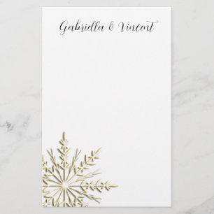 Papeterie Flocon de neige en or sur le mariage d'hiver blanc