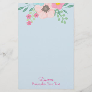 Papeterie Floral rose et bleu
