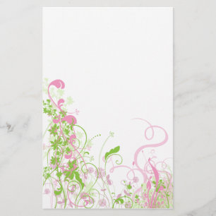 Papeterie Floral rose et vert élégant et remous