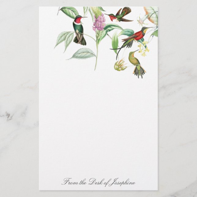 Papeterie florale de faune d'oiseaux de colibri (Devant)