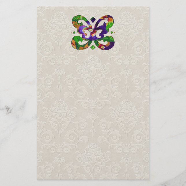 Papeterie florale de motif de papillon (Devant)