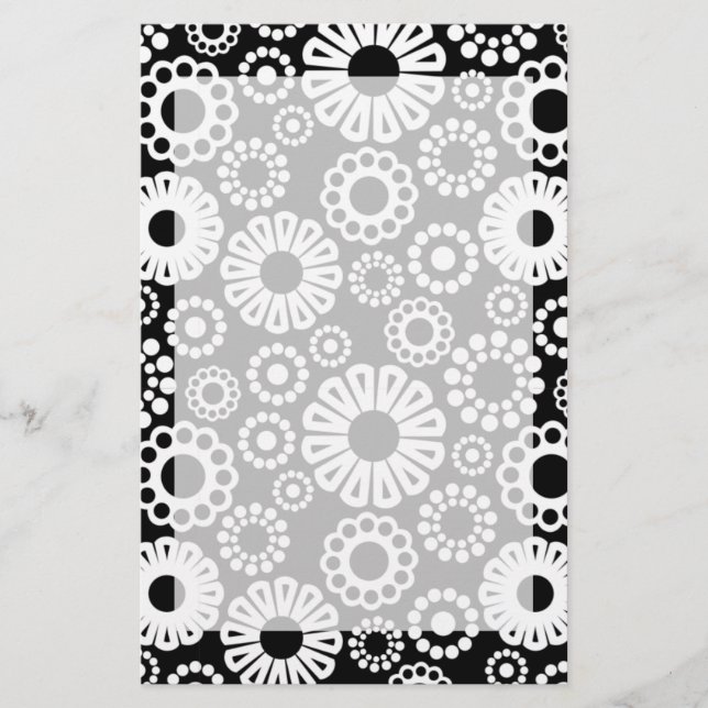 Papeterie florale noire et blanche (Devant)