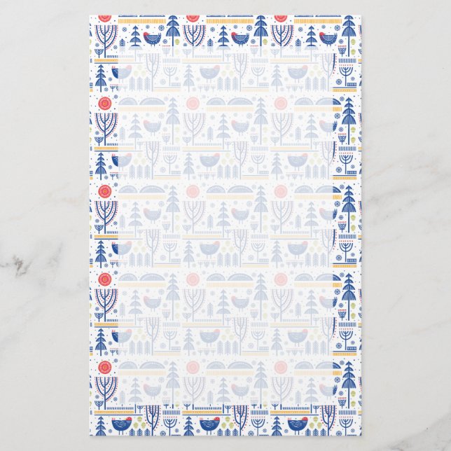 Papeterie Folk Art Winter Bird Motif (Devant)