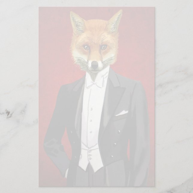 Papeterie Fox En Costume De Soirée, Portrait (Devant)