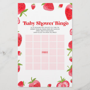 Papeterie Fraise Berry Baby shower Jeu