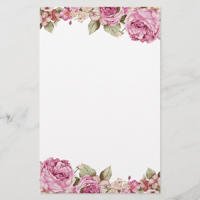 Papeterie Frontière bilatérale avec la peinture de rose de (Devant)