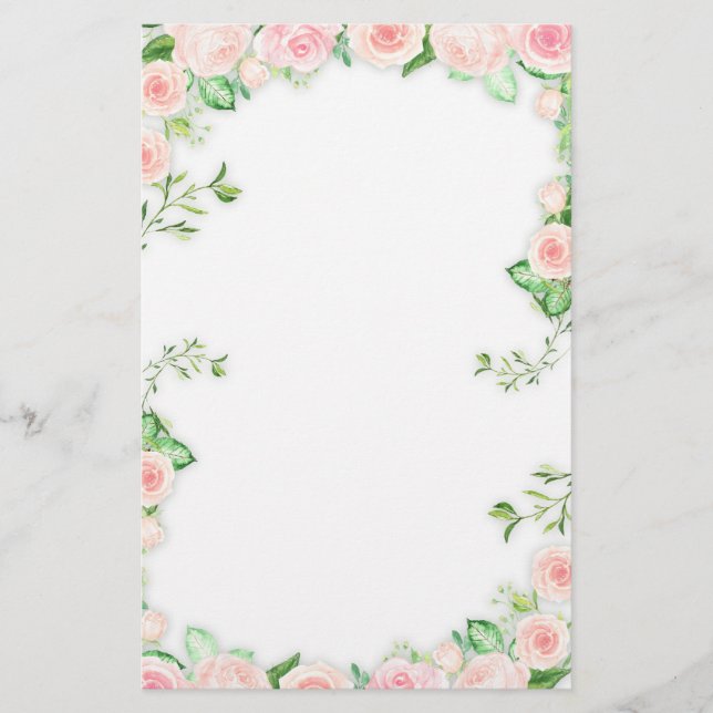 Papeterie Frontière de peinture des roses roses doux (Devant)