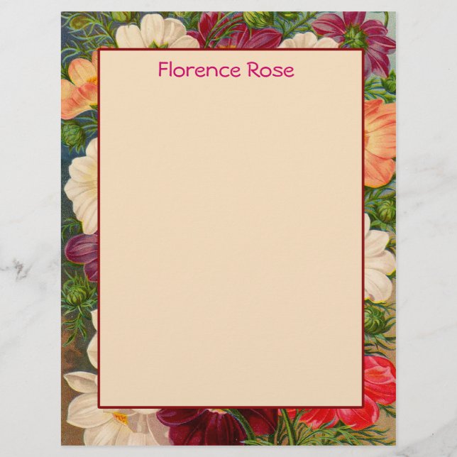 Papeterie frontière florale Vous pouvez Customiser (Devant)
