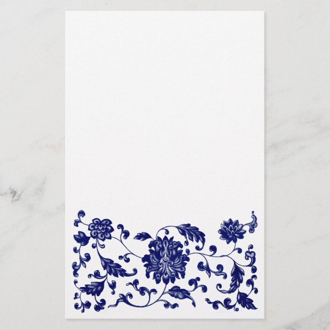 Papeterie Frontière inférieure florale bleue (Devant)