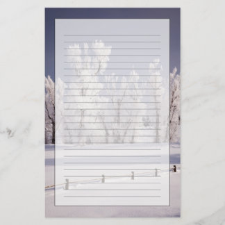 Papeterie Frost a couvert les arbres et la barrière, le