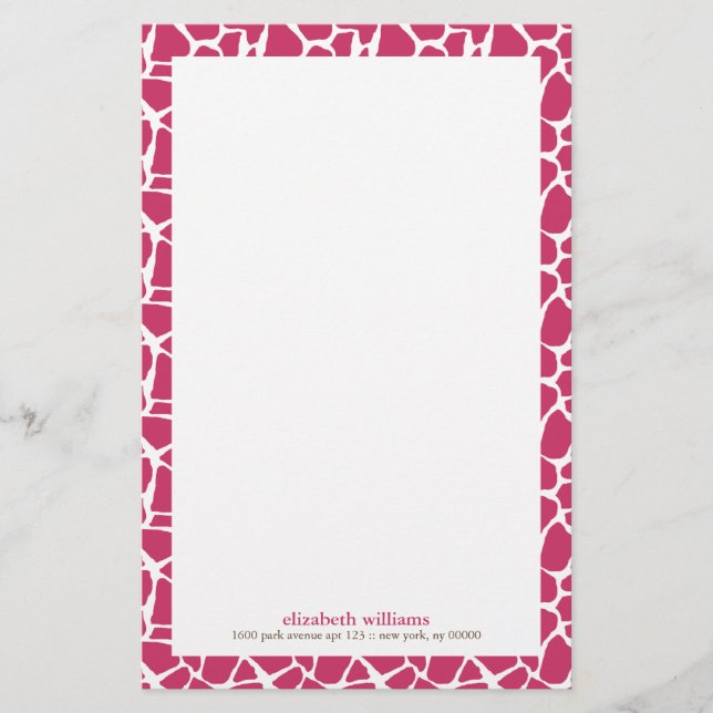 Papeterie Fuchsia Giraffe Motif (Devant)