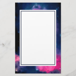 Papeterie Galaxie rose & bleu Nebula & étoiles Abstrait