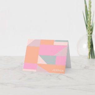 Papeterie géométrique rose pastel avec nom personn