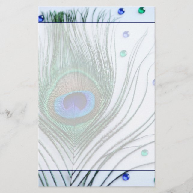 Papeterie Glam Peacock Feather Blue (Devant)