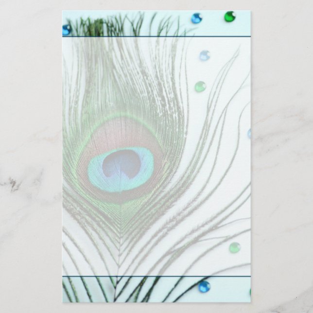 Papeterie Glam Peacock Feather Turquoise (Devant)