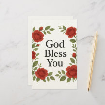God Bless You Religious Rose Floral Cards