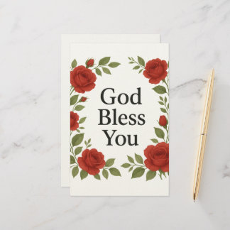 Papeterie God Bless You Religious Rose Floral Cards
