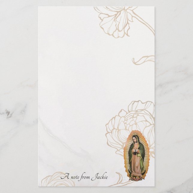 Papeterie Gold Line Roses Our Lady of Guadalupe Catholic (Devant)