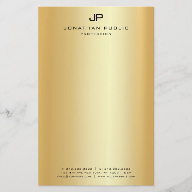 Papeterie Gold Look Moderne Élégant Monogramme Modèle (Devant)