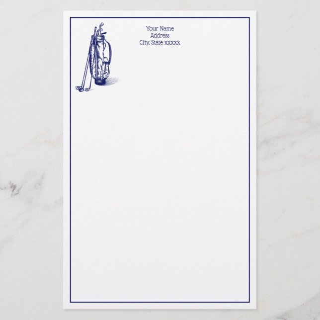 Papeterie Golf Sac Golf Club Bleu (Devant)