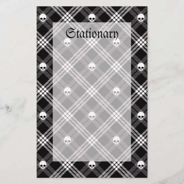 Papeterie Gothique Crâne Tartan Plaid (Devant)