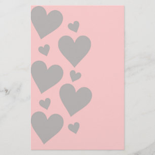 Papeterie Gray hearts on a rose background