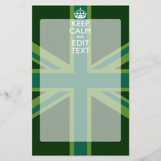 Papeterie Green Teal Keep Calm And Have Your Text Union Jack (Devant)