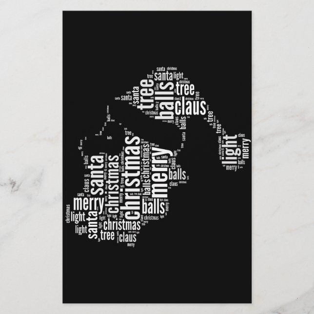 Papeterie Gros Noir Blanc Joyeux Noël Père Noël Typographie (Devant)