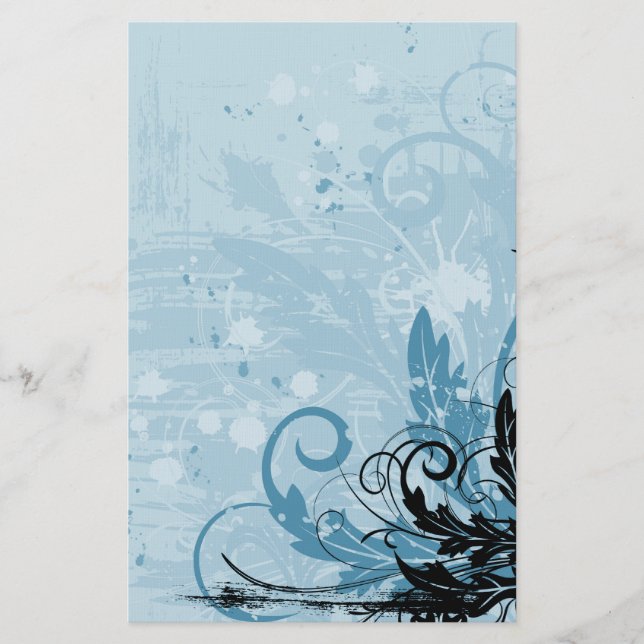 Papeterie Grunge Floral Design - Bleu clair (Devant)
