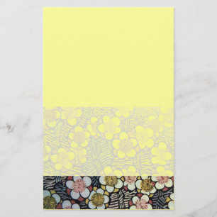 PAPETERIE HAIKU/ NOIR BLANC ROSE JAUNE FLEURS DE PRINTEMPS