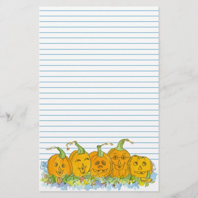 Papeterie Halloween Jack-O-Lanterne Bleu Lined (Devant)